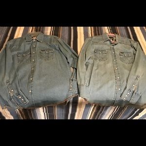 Men’s Wrangler Blue denim shirts.